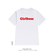 

2018 Women Personality With Girlboss Letter Printing Short Sleeve T Shirt O-neck T Shirts
