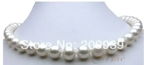 

Free shipping 003435 HUGE 18"11-12MM PERFECT ROUND NATURAL SOUTH SEA GENUINE WHITE PEARL NECKLACE 14