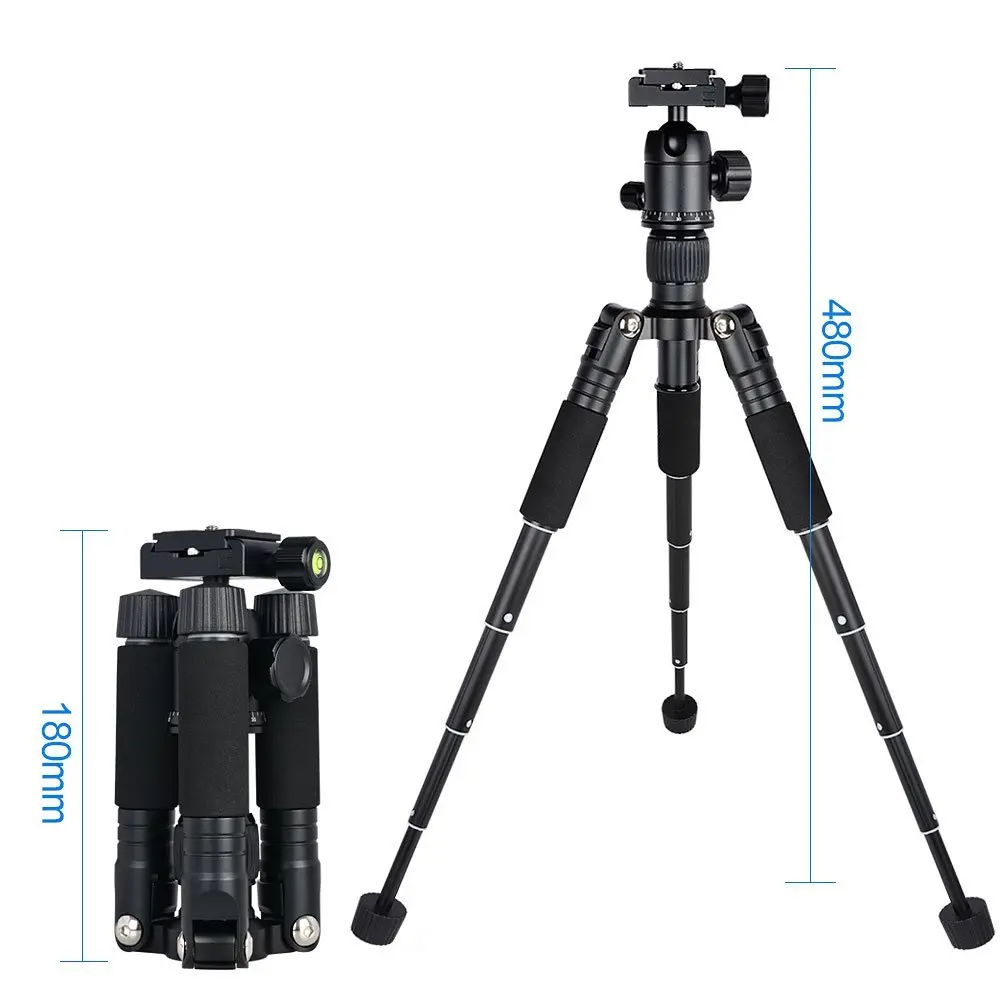 Portable Lightweight Aluminum Camera Tripod Compact Flexible Foldable