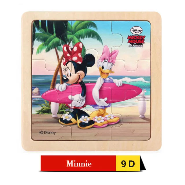 9pcs Disney Cartoon Wooden Puzzle For Children Education Learning Kids