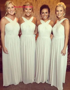 

Awesome Mint Green Bridesmaid Dresses 2019 V Neck Floor Length Chiffon Long Bridesmaids Dresses Party Dress Women Wedding