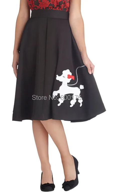 

Free shipping ROCK N ROLL ROCKABILLY 50s WOMAN&GIRLS POODLE SKIRT BLACK / WHITE POODLE & CHAIN