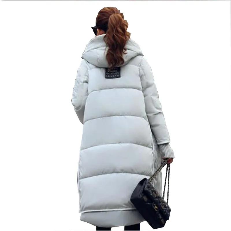 

Plus size Women's down cotton filler winter coat thick pregnant coat lambswool collar long slim design down overcoat outerwear