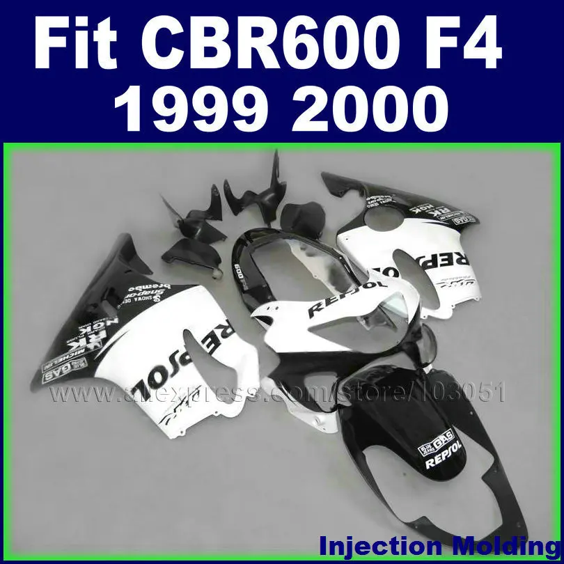 

Custom fullset Injection fairings kit for HONDA CBR600F4 1999 2000 CBR600 99 00 F4 CBR600F white repsol ABS fairng body parts