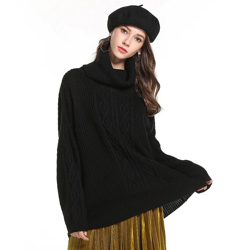Women Sweater Turtleneck Long Sleeve Loose Knitted Pullover 2018 Autumn Winter New Fashion Casual Female High Neck Sweater