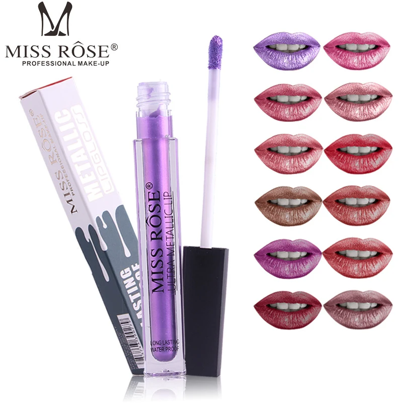 

MISS ROSE 12Color Metallic Matte Lip Gloss Liquid Lipstick Waterproof Long Lasting Tint Lipgloss Make Up Beauty Cosmetic Pigment