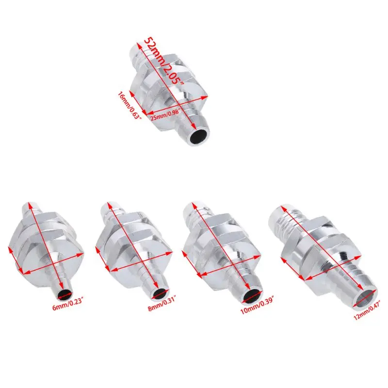 

1Pc 6/8/10/12mm Aluminium Alloy Fuel Non Return Check Valve Fit Carburettor