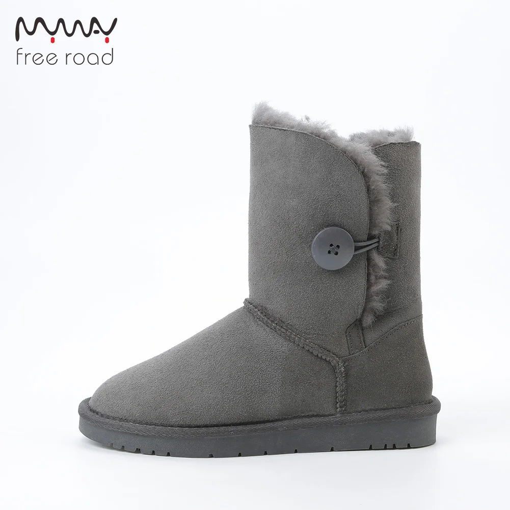 Gris Neige Occasionnels En Réel De Bottes Moutons Fourrure Peau D'hiver mollet chestnut Mi Black Mouton Pour grey Chaussures Bordée Femmes À Classique Court chocolate Noir IqTw8RxnZ
