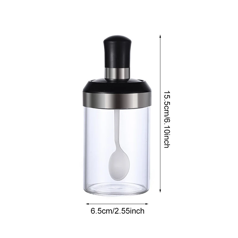 Glass Integrated Spice Bottles Jars Seasoning Spoon Oil Brush Honey Bar Lid Seal Sauce Kitchen Storage Boxes Organization Items|Бутылки
