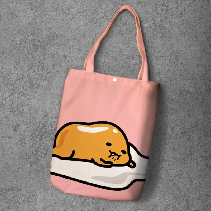 Gudetama мультяшная Студенческая печатная парусиновая сумка для покупок, большая емкость, настраиваемая Сумка-тоут, модные женские повседневные сумки на плечо - Цвет: Image Color