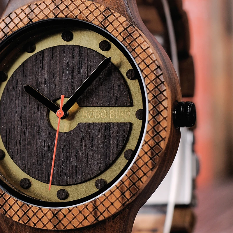 BOBO BIRD Timepieces Men Wooden Watch with Dial Sport New Design Wristwatch Relogio Masculino in Wooden Box Accept Drop Shipping