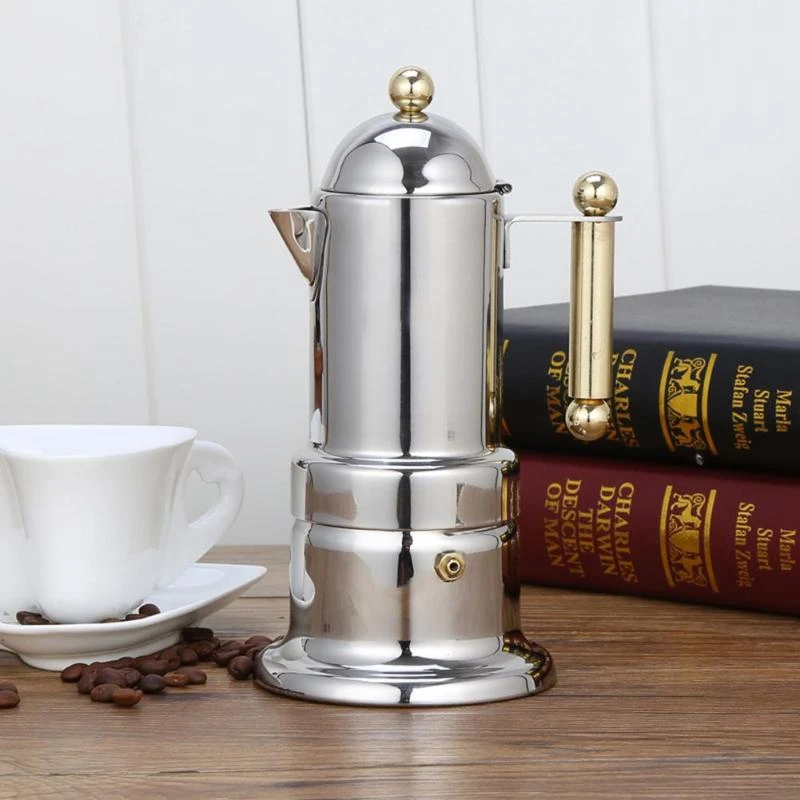 200Ml 4 Cups Stainless Steel Coffee Pot Moka Coffee Maker Teapot Filter Automatic Coffee Machine Espresso Machine