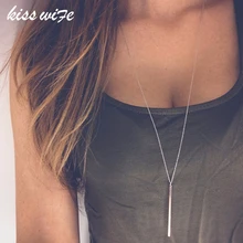 KISSWIFE Fashion Jewelry Simple Sliver Gold color Chain Necklace lariat Charm Bar Necklaces Pendants For women
