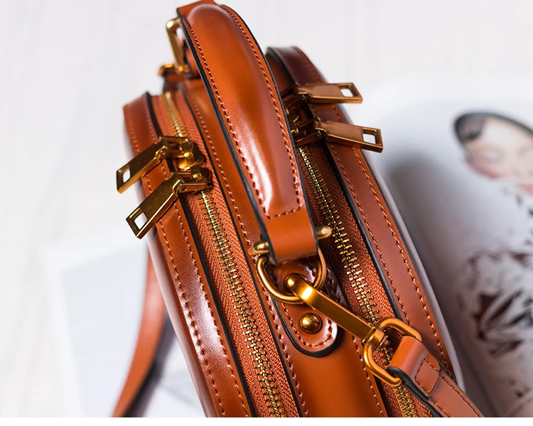 2018 Новый Для женщин из натуральной кожи сумки перекинул минималистский ретро женский плечо сумку диагональ мини круглый сумка посылка