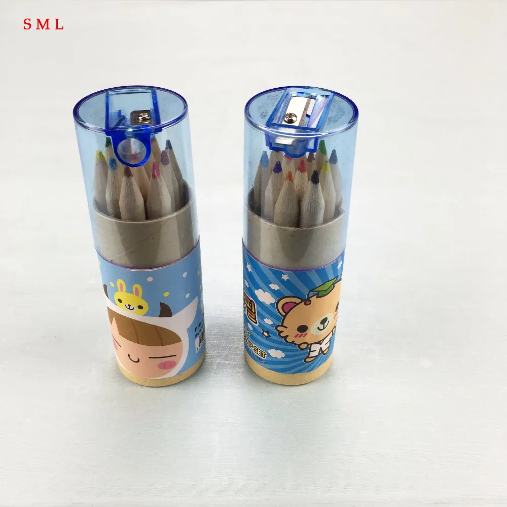 

12 Pcs / Pack Lovely Bear Cartoon Mini Colored Pencil New Ks Wooden Painting Drawing Colored Pencils Gift Box