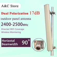 90 градусов наружная панель sectored mimo антенна 2,4G 17dBi N-female разъем wifi антенна двойная поляризация для ap отрасли с высоким коэффициентом усиления