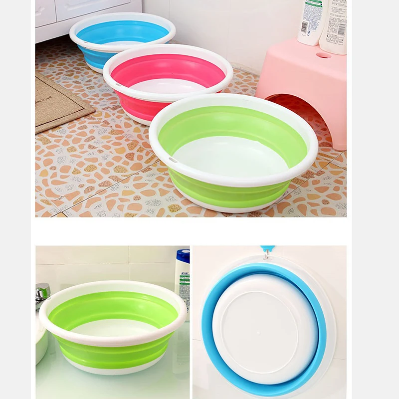 Billige 1 stücke Folding Waschen Becken Im Freien Lebensmittel Container Silikon Waschbecken Bad Küche Wasch Zubehör Tragbare Einfach Lagerung