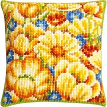 

CX0067 Yellow flowers Tapestry pillow Crafts Cushion Cross Stitch Printed Crewel Yarn Pillow Case Cross Stitch Kits Embroidery