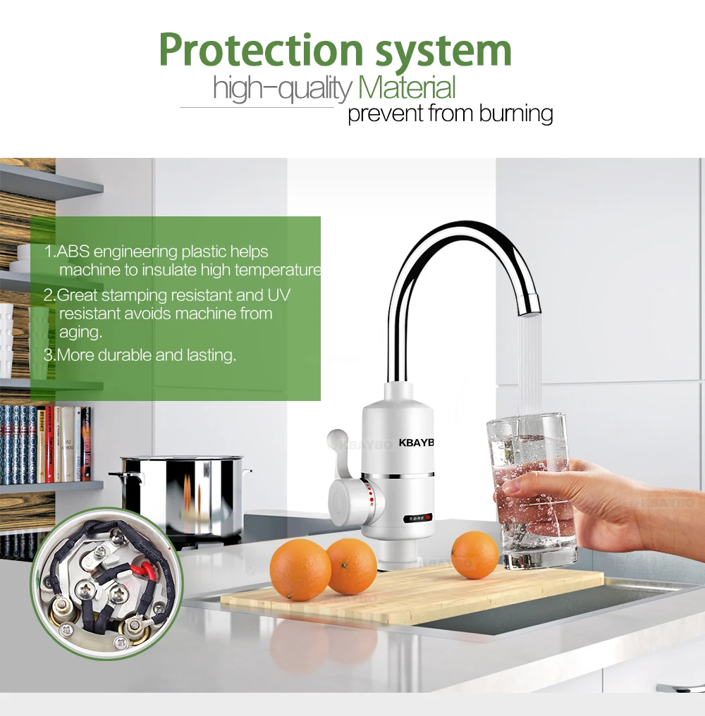 3000W Electric Water Heater Tankless Kitchen Instant Hot Water Tap