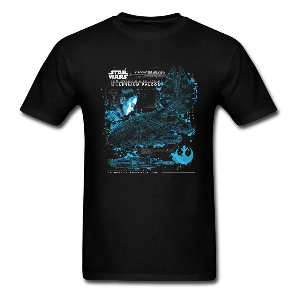 

New Arrival Chic Geek Black T Shirt 2018 Millennium Falcon Blue Print Men T-shirt Star Wars 3D Graphic Tops Tees Plus Size