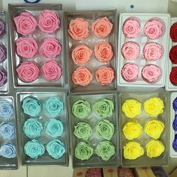 

Fresh Cut flower real naturl Preserved Roses decoration Flowers wreaths type 5-6cm Size A Quality 6pc/box wholesale for diy gift