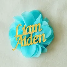 100 штук 5 см ширина на заказ Жених и невеста имя Свадебный декор акриловая наклейка для зеркала Praty персонализированный гость подарок с цветами