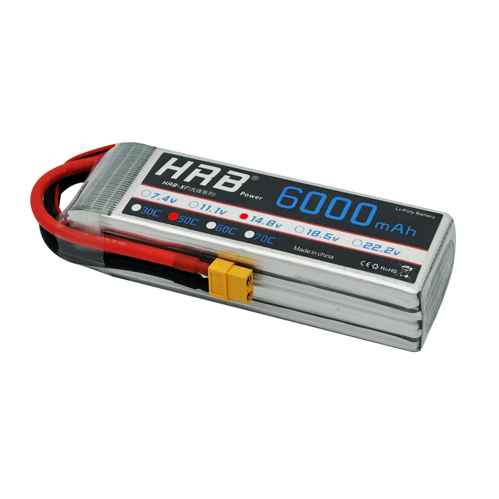 Аккумулятор hrb lipo 4S 14,8 V 6000 мА/ч, 50C Max 100C для дрона с дистанционным управлением с видом от первого лица вертолет uav Квадрокоптер li-ion батарея akku