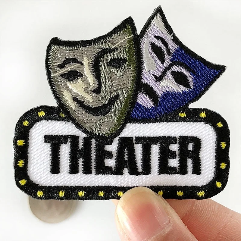 2pc Comedy And Tragedy Drama Acting Patch Mask Iron On Applique