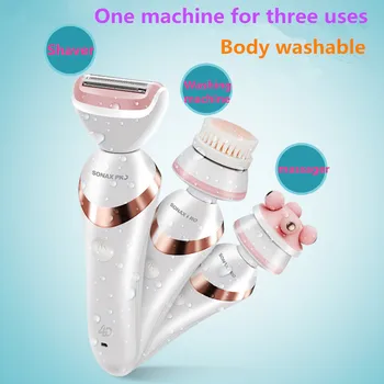 

Ms Electric Shaver Epilator Wash Face Cleansing Brush Face Massager Multi-use Set 110V~220V 3W