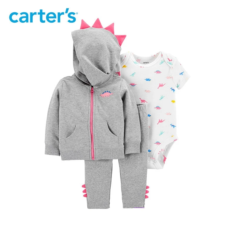 3 шт. милый боди с динозавром Спайк Штаны Куртка шипами комплект Carter's Девочка