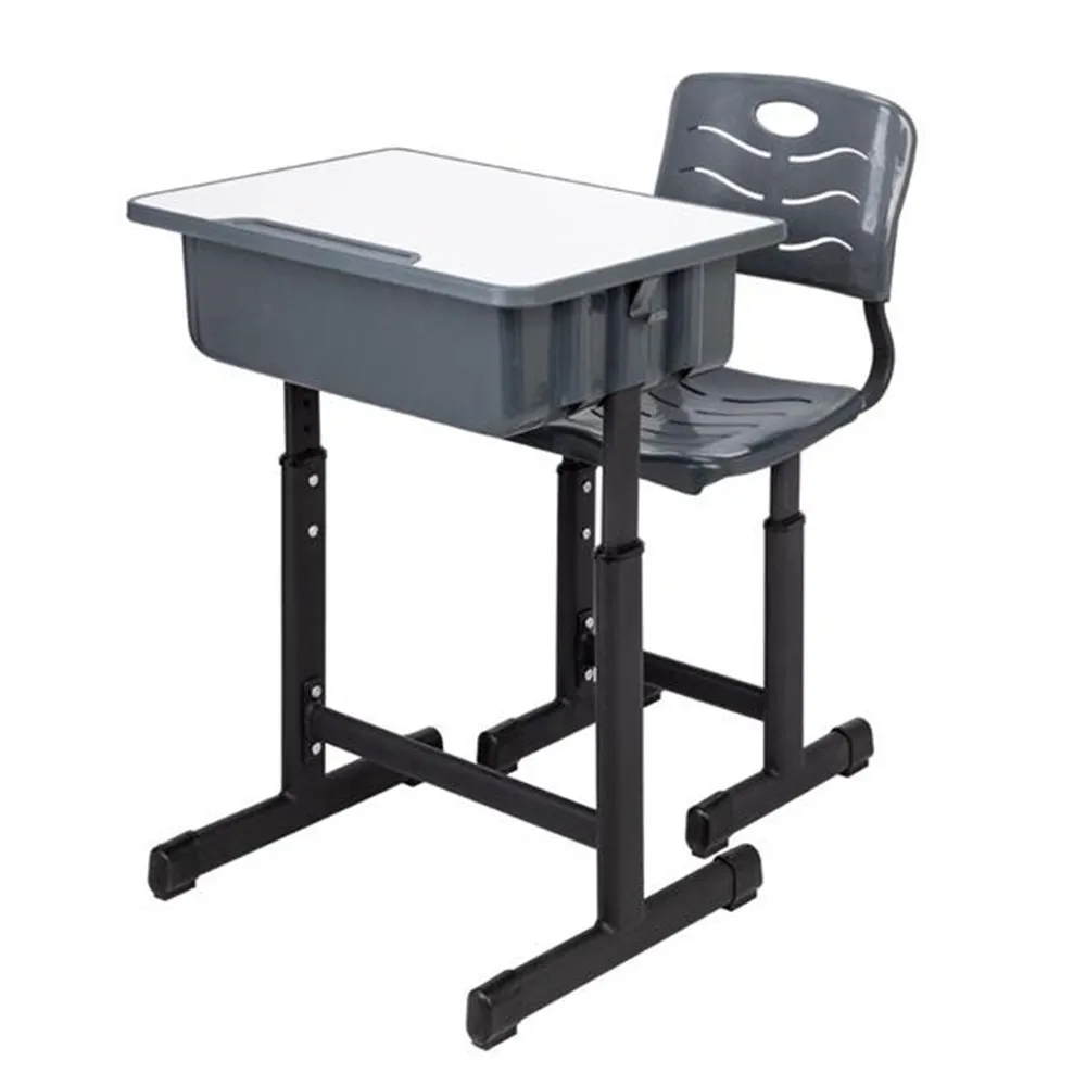 Height Adjustable Students Children Desk And Chairs Set Black Kids