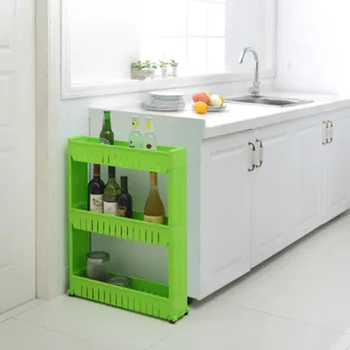 

Creative Multi-Function Plastic Clip Storage Rack With Pulley Kitchen Rack Bathroom Shelf Four-Layer Large Space Storage Rack