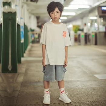 

New Dance Costume Boys Hiphop Clothes Jeans Pant Children Summer Street Dance Clothing Hip Hop Kids Kids HipHop Clothes BL1947