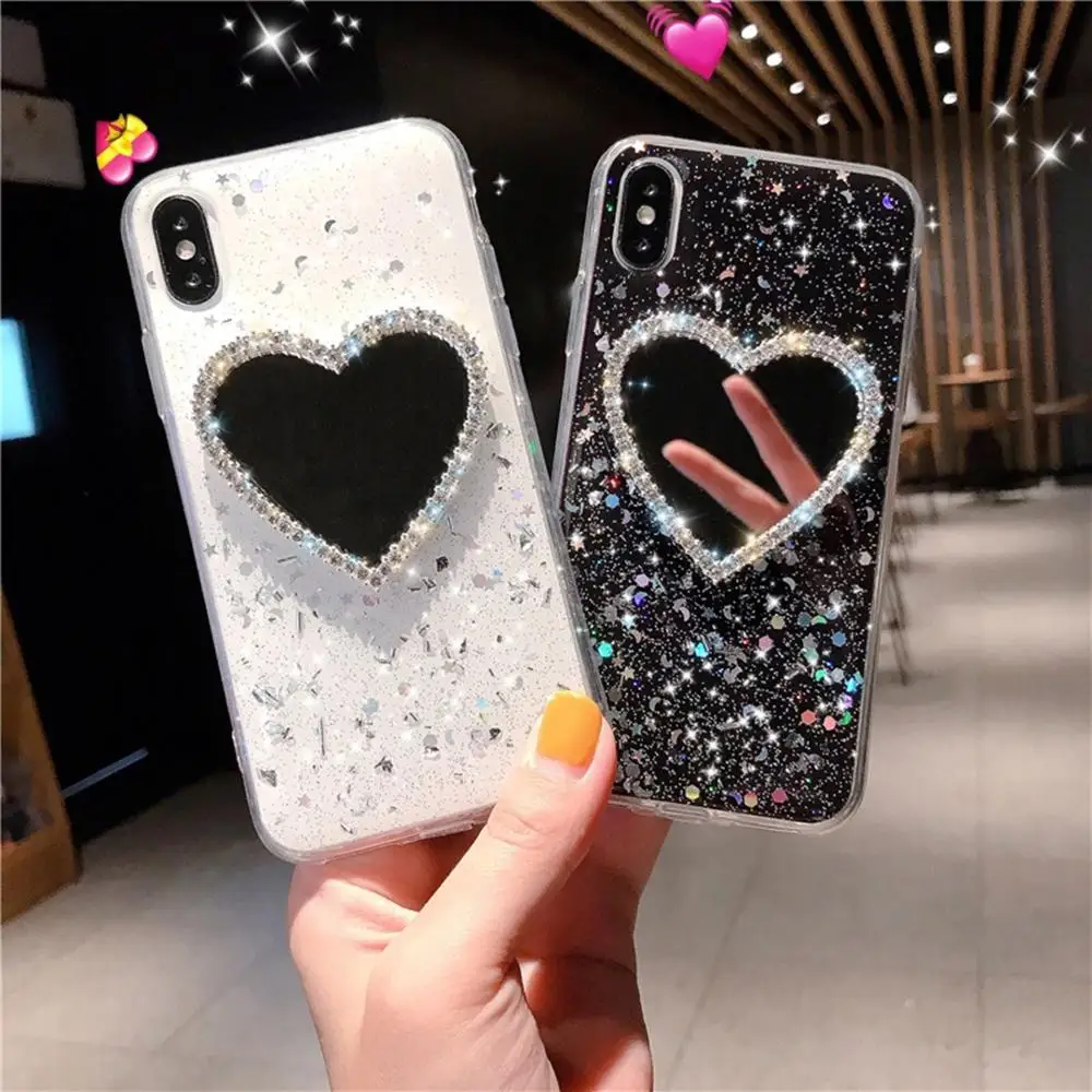 

Hot Luxury 3D Diamond Fashion Goddess Lady Makeup Mirror Shining Star Silicone cover for iphone MAX XS XR 7 8 plus X phone cases