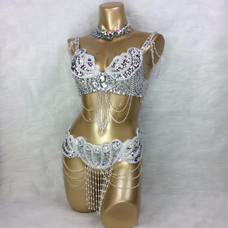 made to measure new belly dance costume set BRA+belt+NECKLACE  3piece/ set ,any size,34/36/38/40/42 B/C/D/DD