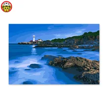 Цифровая живопись Автопортрет окрашенные цвет заполнить подарок ручной работы украшения Маяк ночью