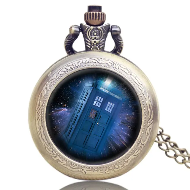 Yisuya Fashion Blu Police Box Bronzo Steampunk Doctor Who Tardis Collana Chian Q Yisuya Fashion Blu Police Box Bronzo Steampunk Doctor Who Tardis Collana Chian Q