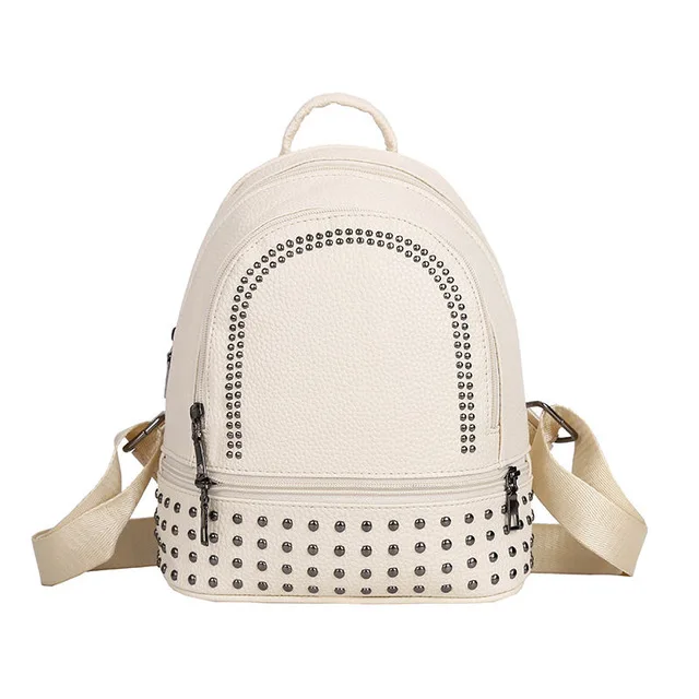

GINHAE Fashion Rivet Design Women Bag Small Backpacks Ladies Soft PU Leather Backpack Teenage Girls Casual Shoulder School Bags