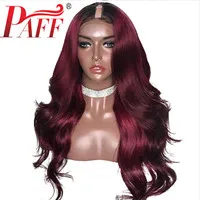 PAFF Ombre U часть человеческих волос парики объемная волна бразильские волосы remy боковая часть 1*" 1*4" 2*" два тона цвет - Цвет: T1B/бордовый