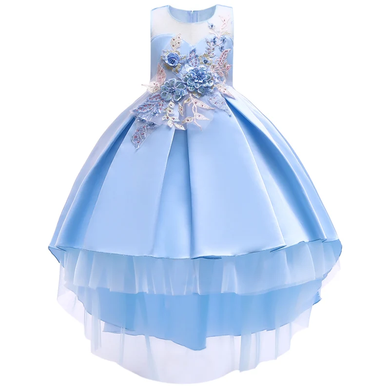 Платья для девочек, одежда принцессы с блестками для девочек на день рождения, вечерние платья из тюля для девочек, костюм для детей 3, 4, 5, 6, 7, 8, 9, 10 лет - Цвет: blue
