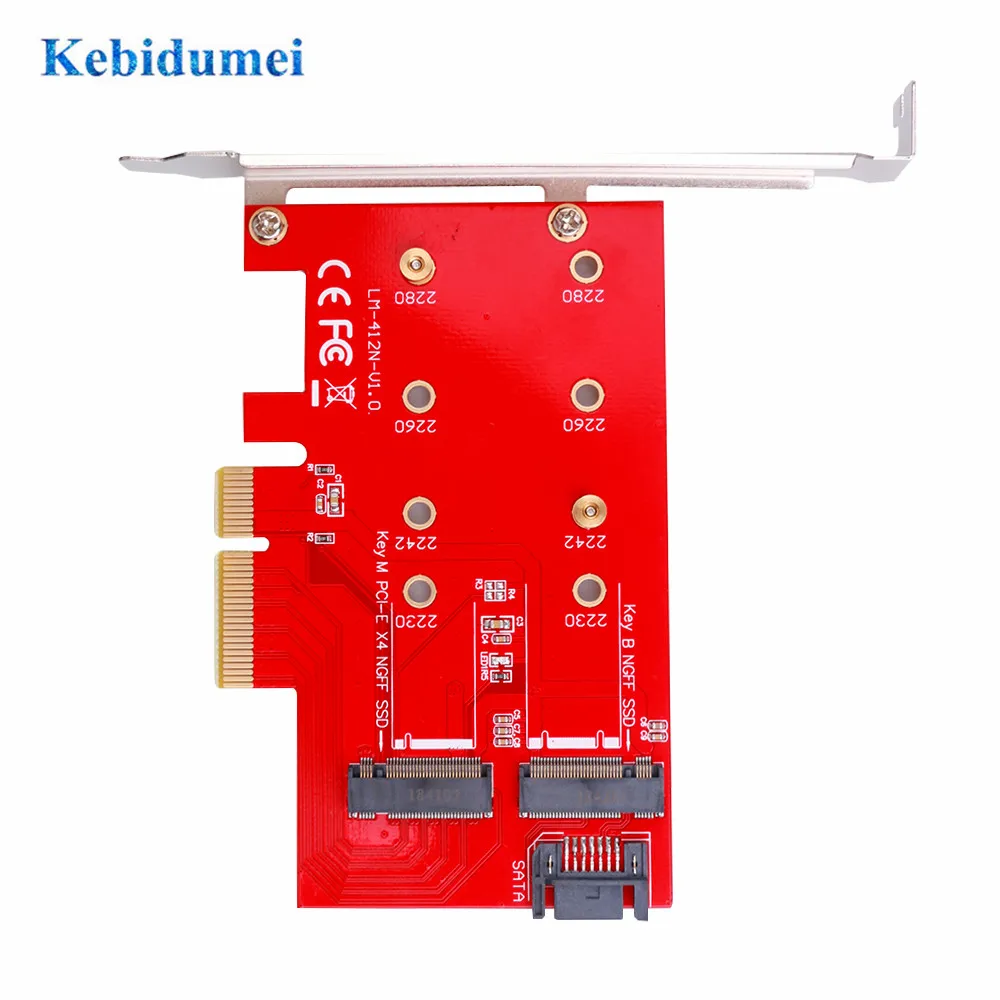 Kebidumei Pci E X4 для жесткого диска Ngff (M.2) Ssd карта расширения M ключ и B Ключ Sata кабель