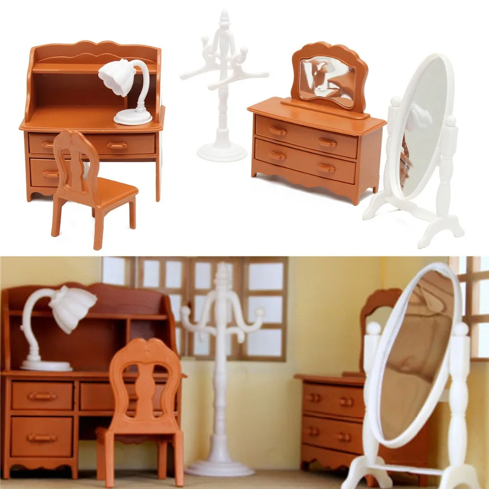 JIMITU Miniature Living Room Dressing Table Furniture Sets For Mini Children Doll House Home