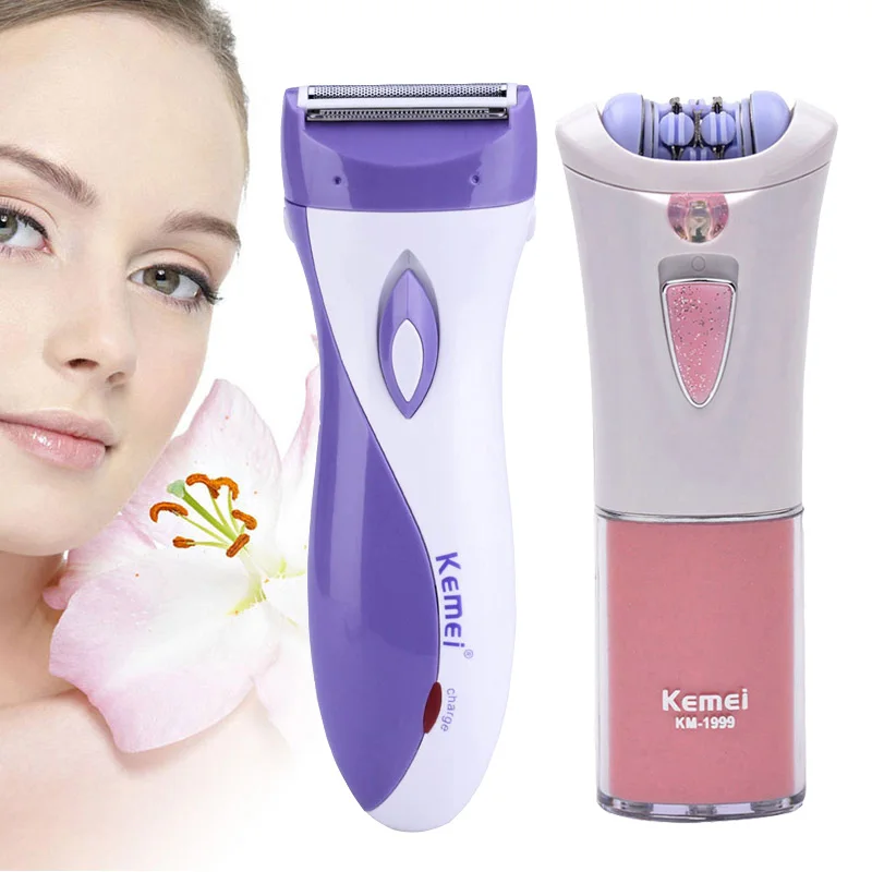 Electric Razor Women Rechargeable Lady Armpit Hair Shaver+Hair Epilator
