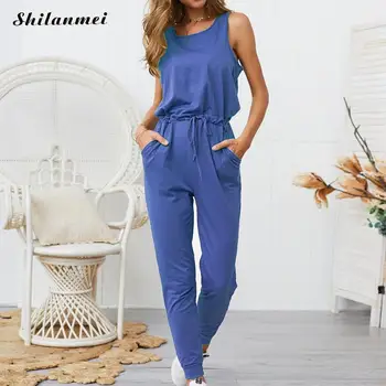 

Casual Jumpsuit Sleeveless O Neck Womens Daily Long Playsuit Ladies Romper Jumpsuit Long Jumpsuit Women Ladies Solid Overalls