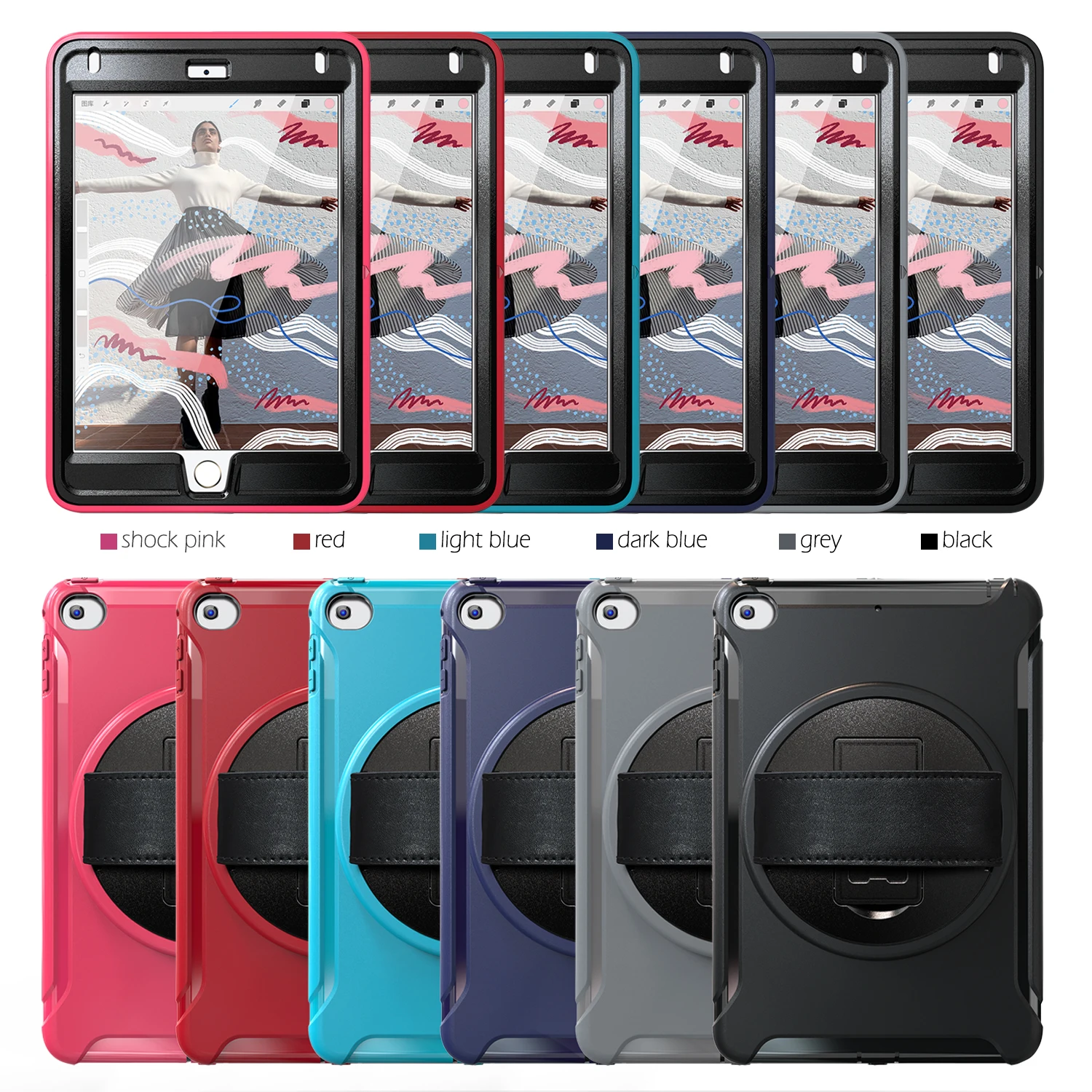 

New Armor Shockproof impact Resistant Case for iPad mini 4 5 Kids Safty Cover for iPad mini 5 7.9" 2019 Release Silicone Cover