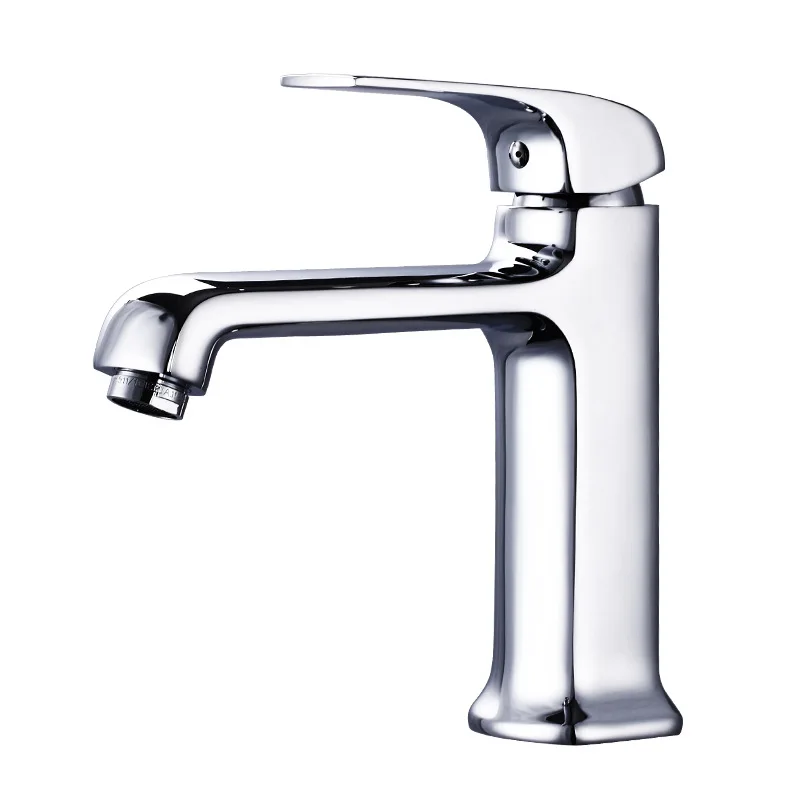 

Copper Vertical Basin Faucet Hot and Cold Faucet Bathroom Sink Square Single Basin Sink Faucet YU-o