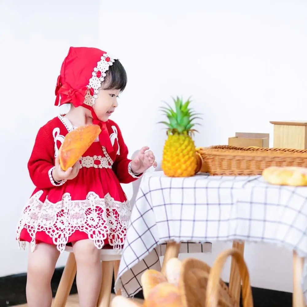 

Girls Red Lace Dresses Baby Christening Dresses Set 1 Year Girl Baby Birthday Dress Children Boutique Outifts Clothing
