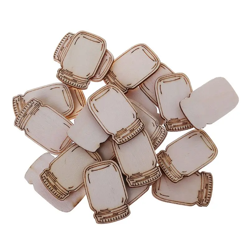

25Pcs/Bag Laser Cut Wood Wooden Milk Bottle Shape Craft Wedding Decor