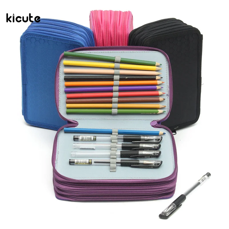 

72 Holes 4 Layer Convenient Oxford School Pencil Case Colored Pencils Pen Pouch Brush Holder Pockets Bag School Art Supplies