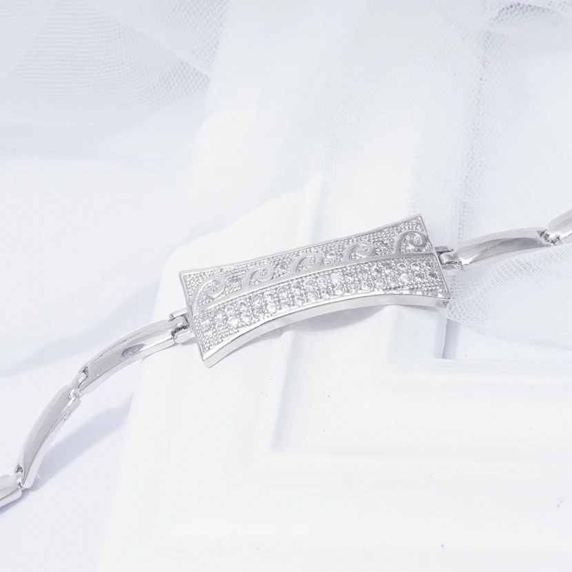 

2019 New Fashion Chain Link Bracelets Unisex AAA Cubic Zircon Tennis Bracelet White Gold Filled Jewelry Gift Dropshipping
